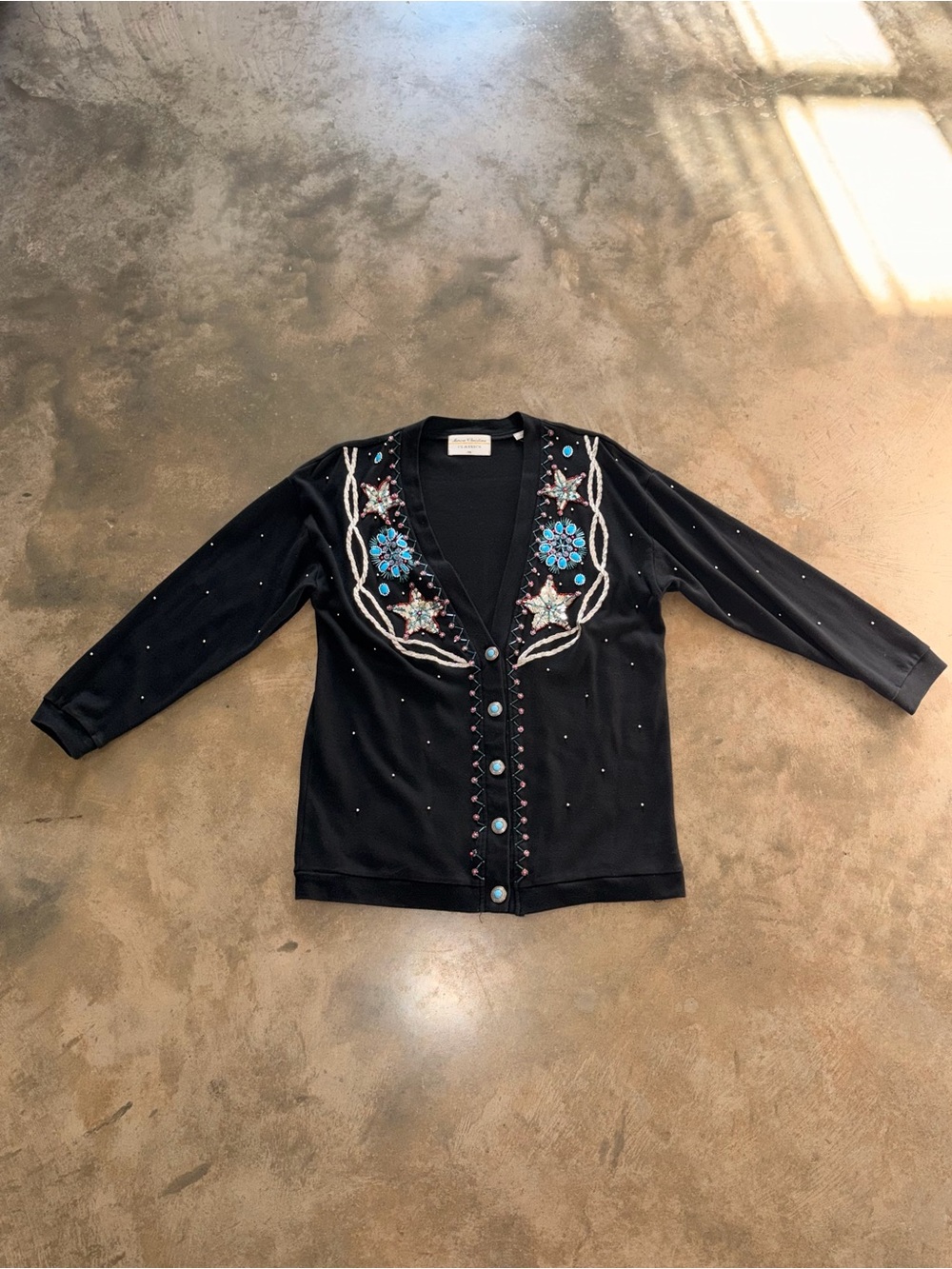 Marisa Christina Classics M Black Western Beaded Embellished Cardigan - Picture 2 of 16